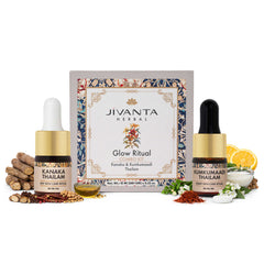 Glow Ritual Combo Kit | Kumkumaadi Thailam Ayurvedic Night Oil & Kanaka Thailam Ayurvedic Day Face Oil